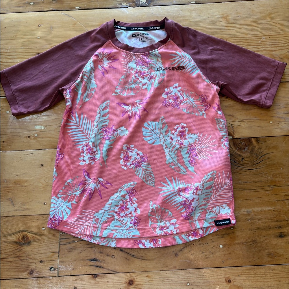 Dakine Kids Bike Jersey Pink and Maroon